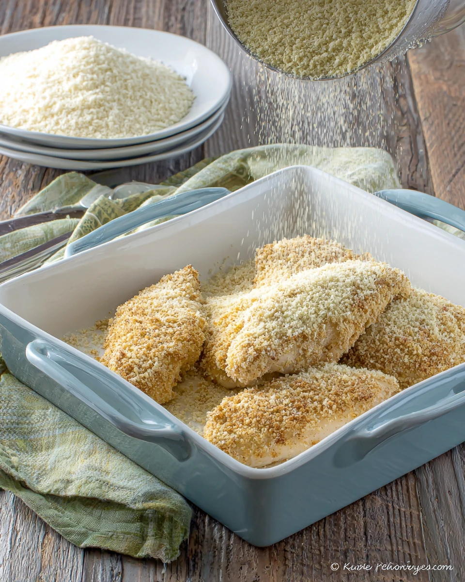 Air fryer chicken tenders preparation with panko breadcrumbs.