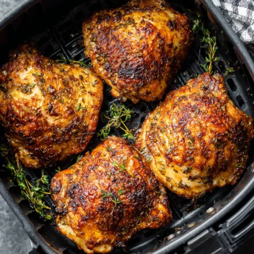 Air Fryer Chicken Thighs: Crispy and Juicy Delight 1 Crispy air fryer chicken thighs, juicy and flavorful.