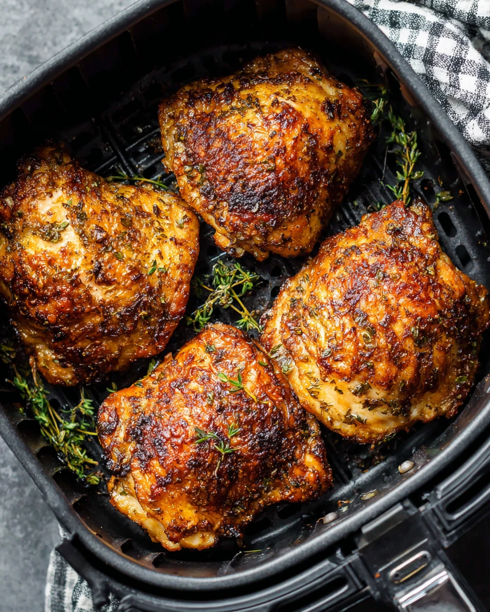 Delicious Air Fryer Chicken Thighs Crispy air fryer chicken thighs, juicy and flavorful.