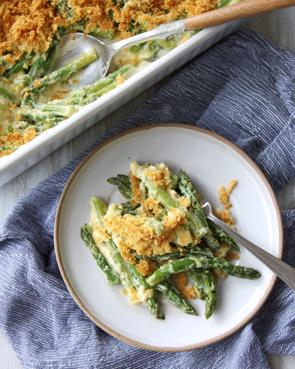 Delicious asparagus casserole recipe with creamy cheese