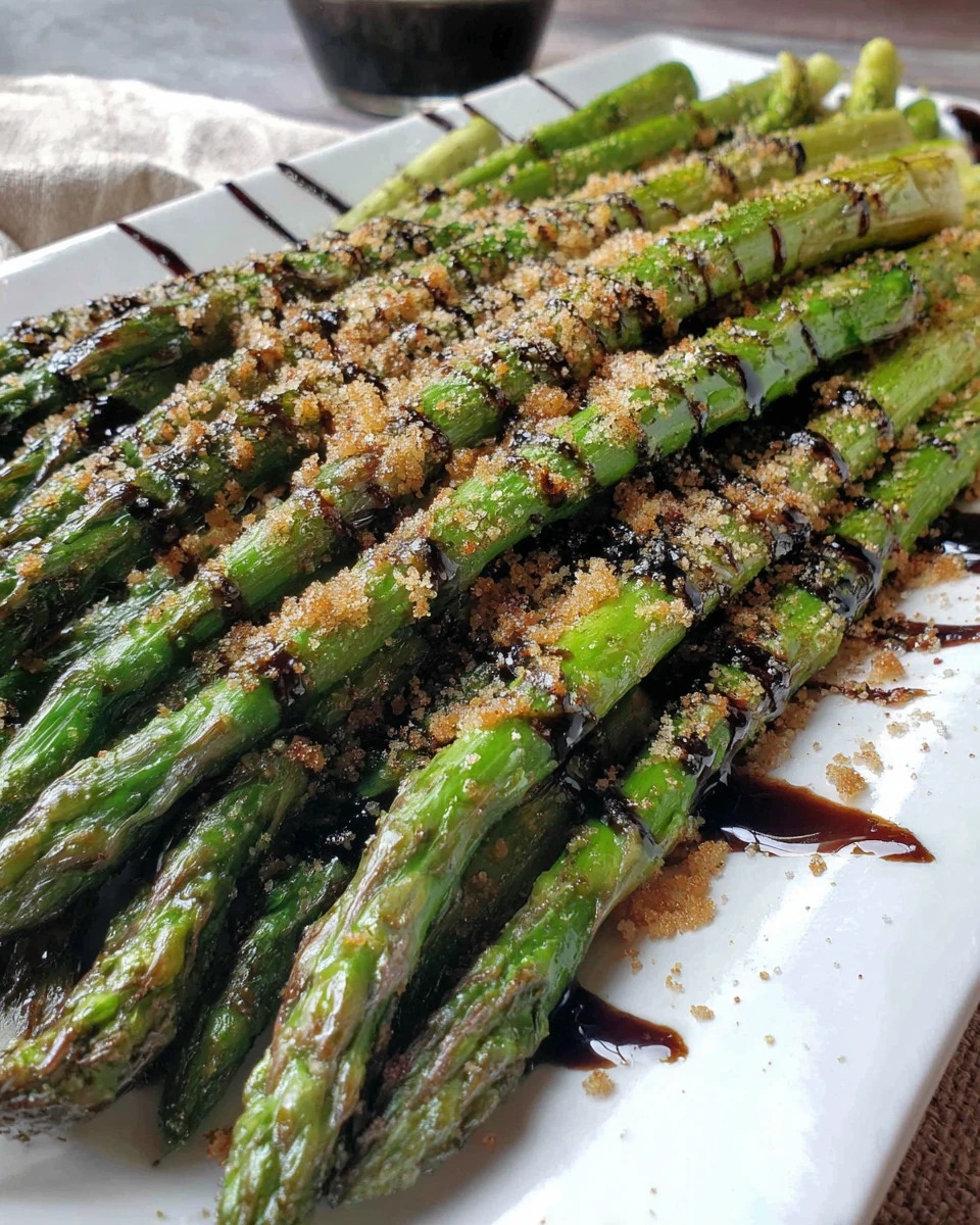 Balsamic asparagus side dish, drizzled and delicious.
