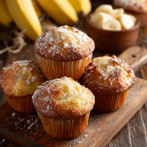 Delicious banana muffins ready to be enjoyed.