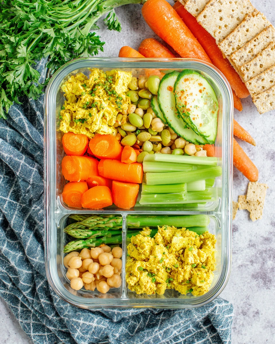 Colorful bento lunch ideas with veggies and chickpea salad.