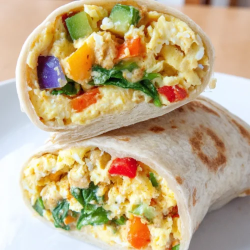 Delicious breakfast burritos with colorful fillings.