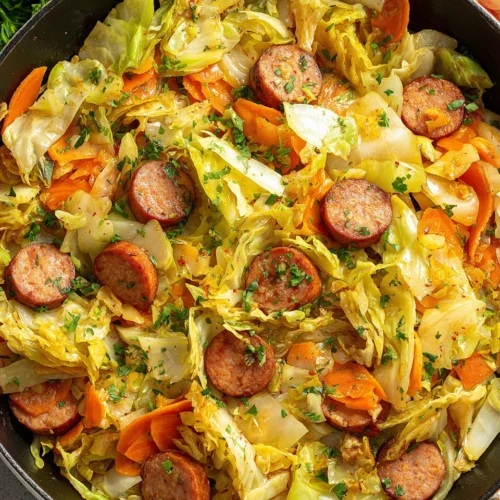 Cabbage and sausage skillet for quick weeknight dinners.