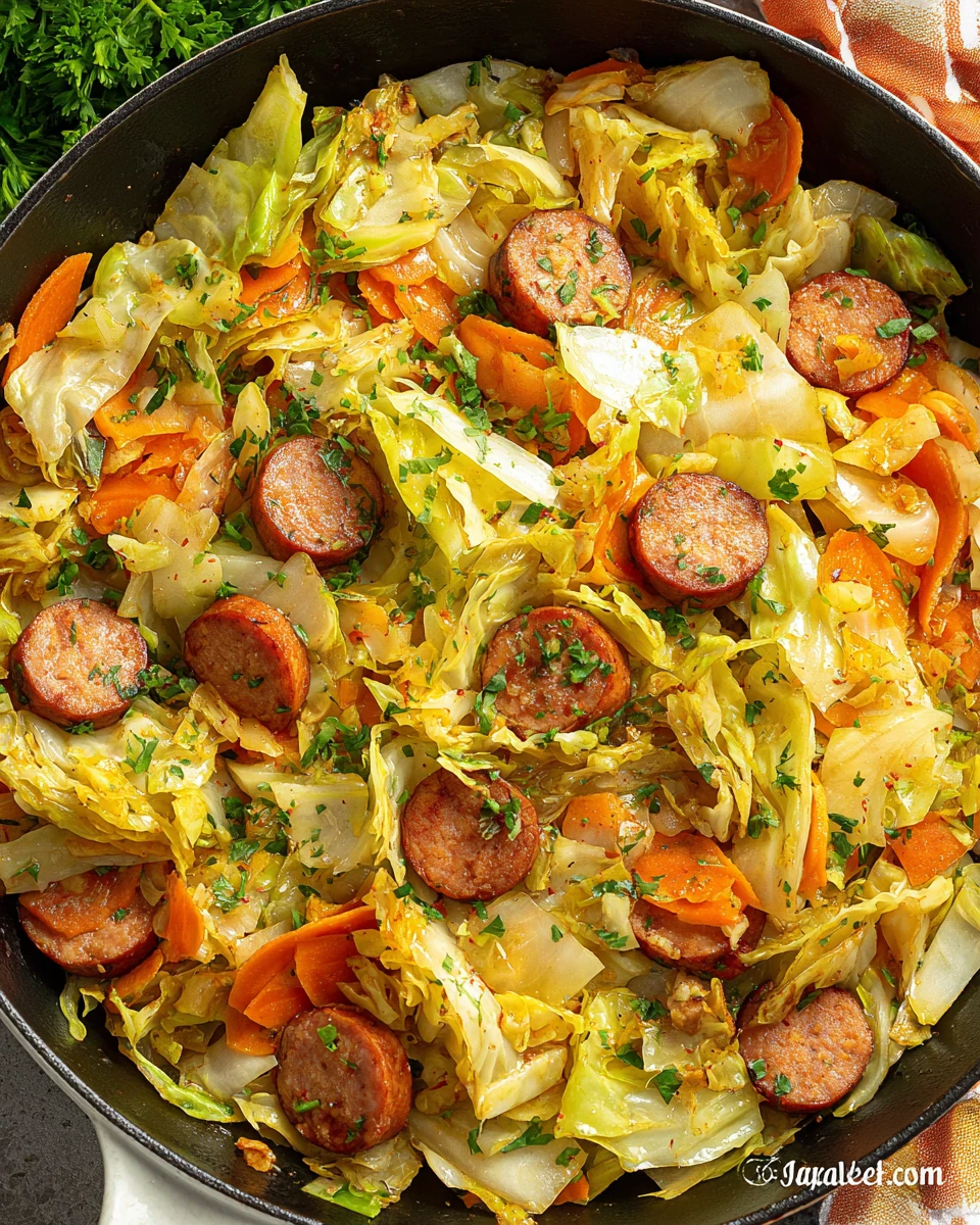 Cabbage and sausage skillet for quick weeknight dinners.