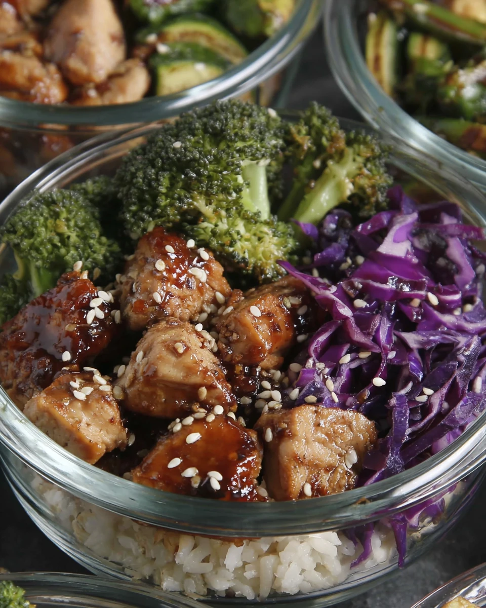 Healthy Chicken Bowl Meal Prep Delicious chicken bowl meal prep with rice and veggies.