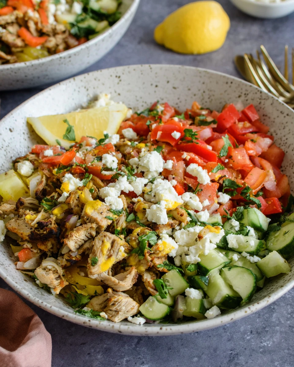 Delicious chicken shawarma bowl with fresh veggies