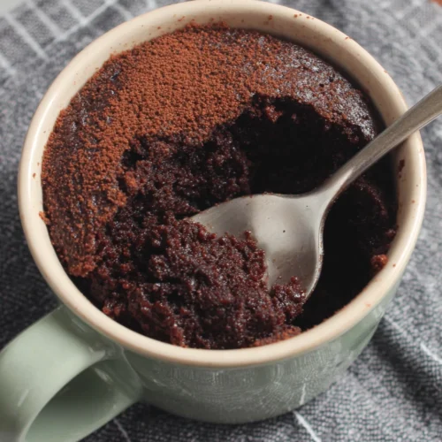 Chocolate mug cake in a mug - easy and quick dessert