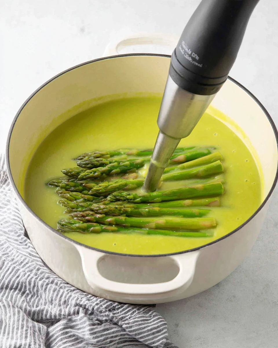 Delicious asparagus soup ready to serve, creamy and healthy.
