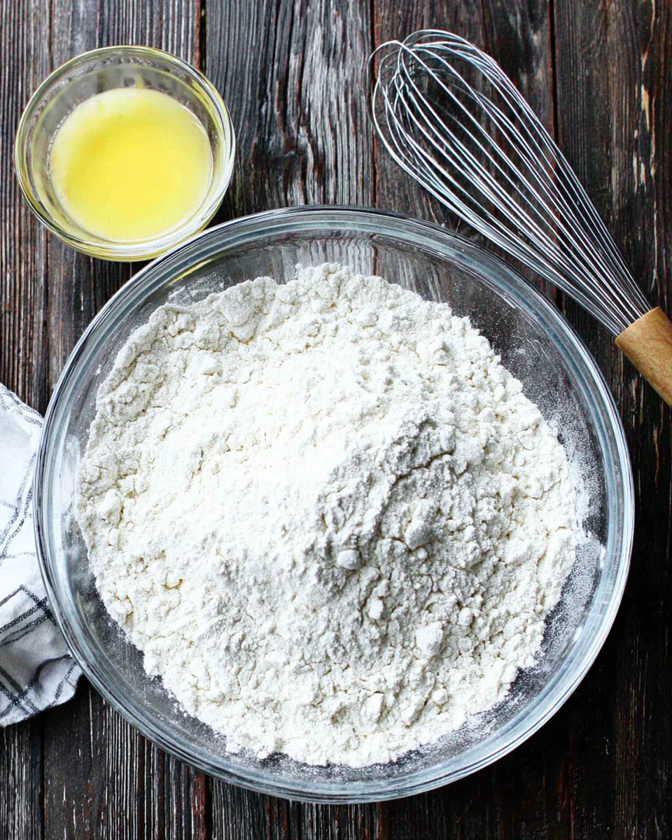 Ingredients for Irish soda bread preparation in a bowl.