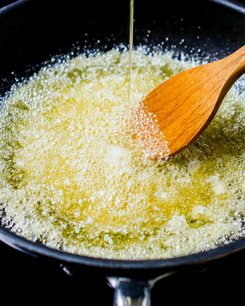 Delicious lemon garlic shrimp cooking in butter.