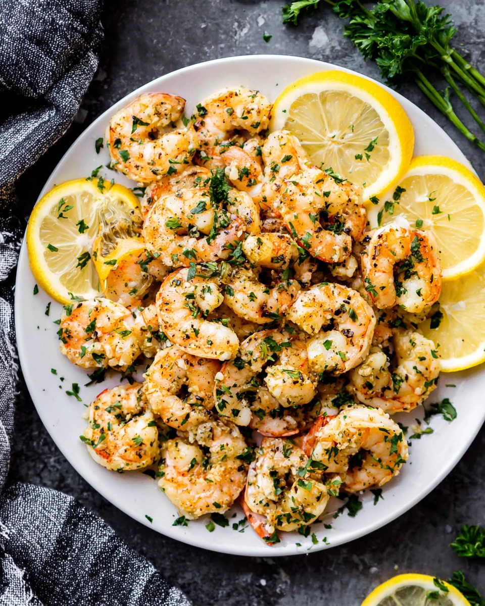 Zesty lemon garlic shrimp dish ready to serve.