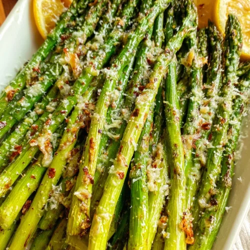 Oven roasted asparagus; crispy, flavorful side dish.