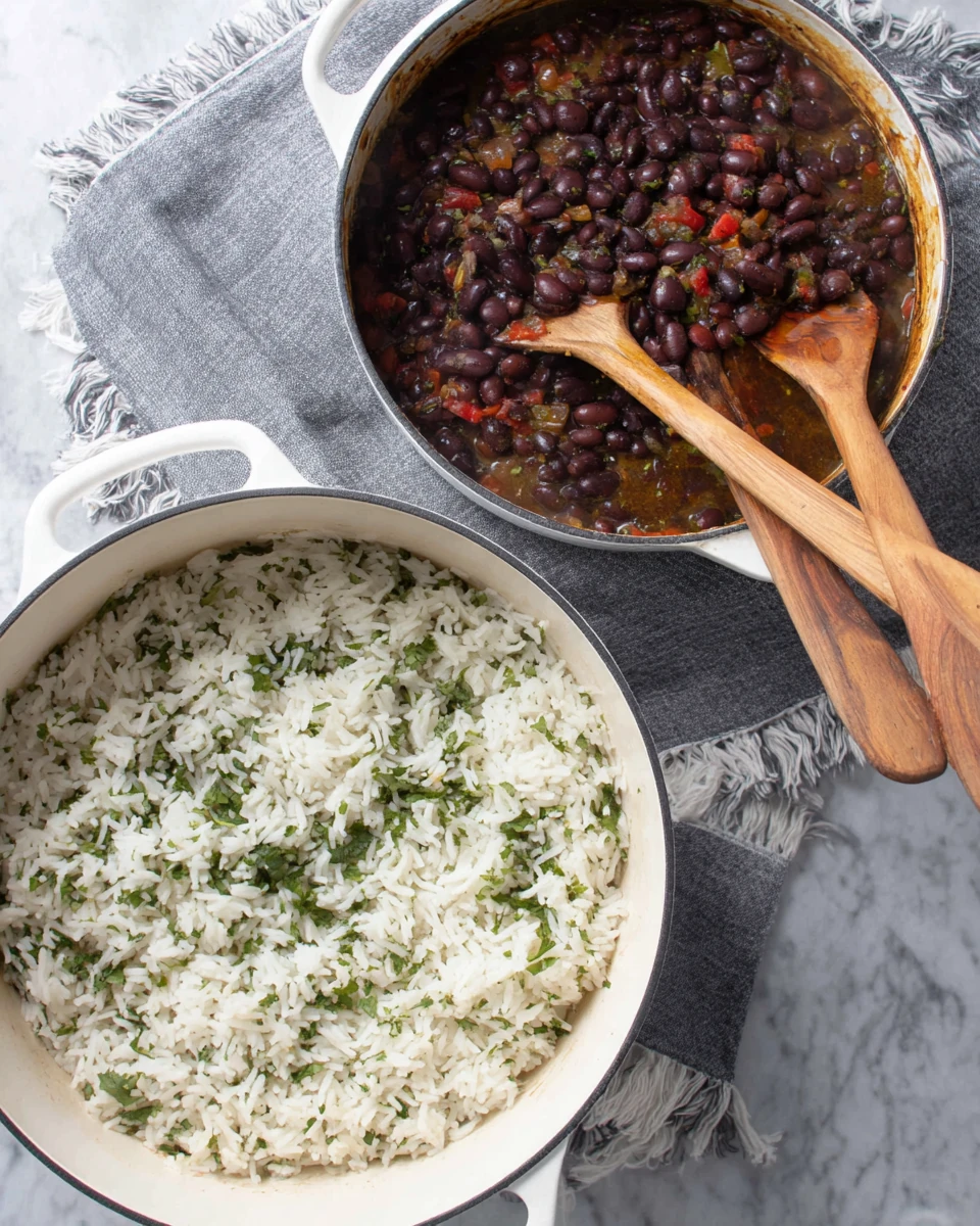 Rice and beans meal prep with cilantro and lime flavor.