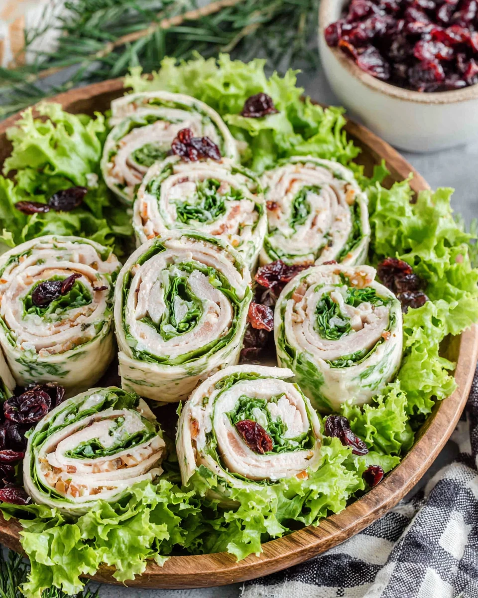 Turkey pinwheels with lettuce and cranberries, easy snack idea