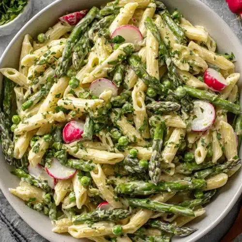 Asparagus Pasta Salad: A Delightfully Fresh and Creamy Dish 1 Asparagus pasta salad with creamy dressing and fresh herbs.