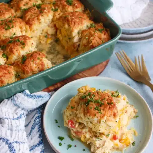 Cheddar Bay Chicken Cobbler: A Savory Delight 1 Cheddar Bay Chicken Cobbler, a family-friendly casserole dish.