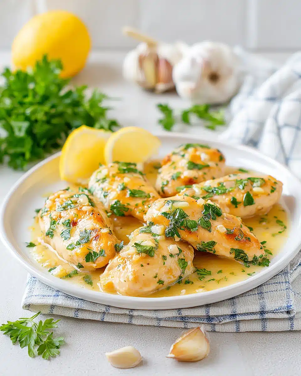 Delicious chicken in garlic sauce dish for quick dinners.