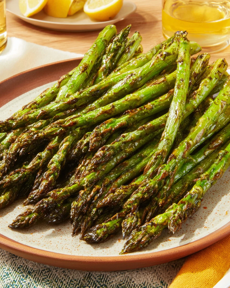 Crispy roasted asparagus recipe as a delicious side dish.