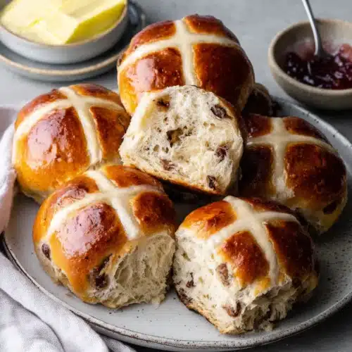 Delia Smith hot cross buns, fluffy and delicious.