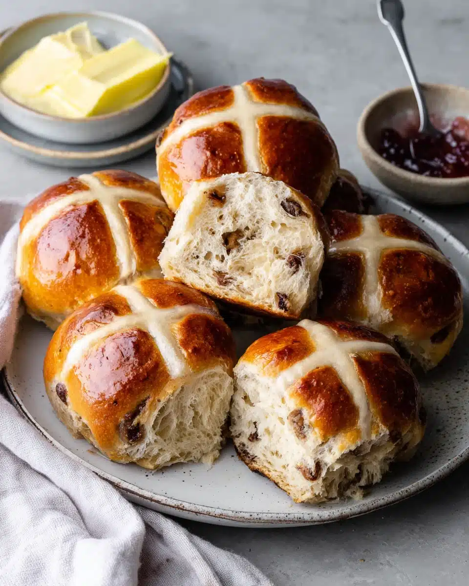 Delia Smith hot cross buns, fluffy and delicious.