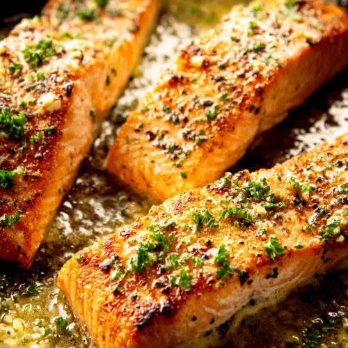 Delicious garlic butter salmon recipe for dinner.