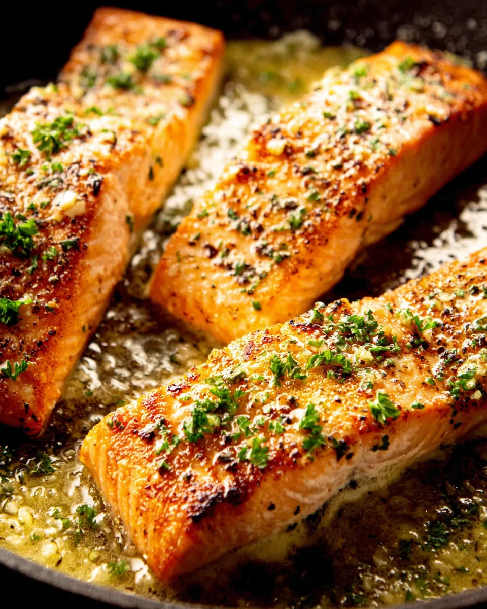 Delicious garlic butter salmon recipe for dinner.