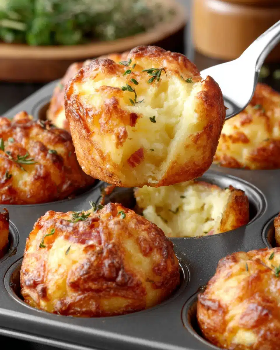 Crispy Ham and Cheese Mashed Potato Puffs Delicious ham and cheese mashed potato puffs ready to serve.