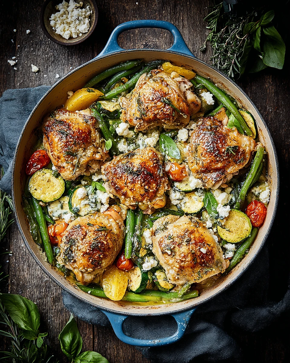 Flavorful Herb Roasted Chicken with Vegetables Herb roasted chicken with vegetables and feta.
