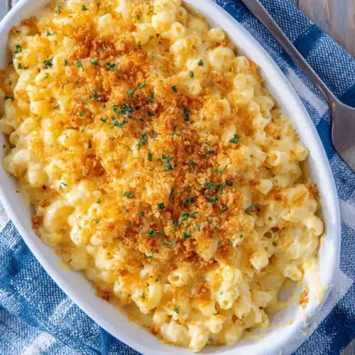 Delicious Irish cheddar mac and cheese with crunchy topping.