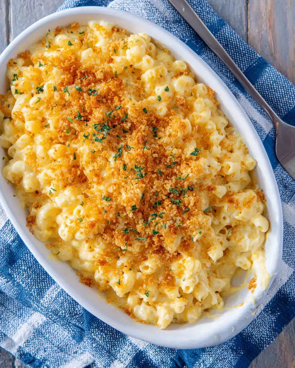Delicious Irish cheddar mac and cheese with crunchy topping.
