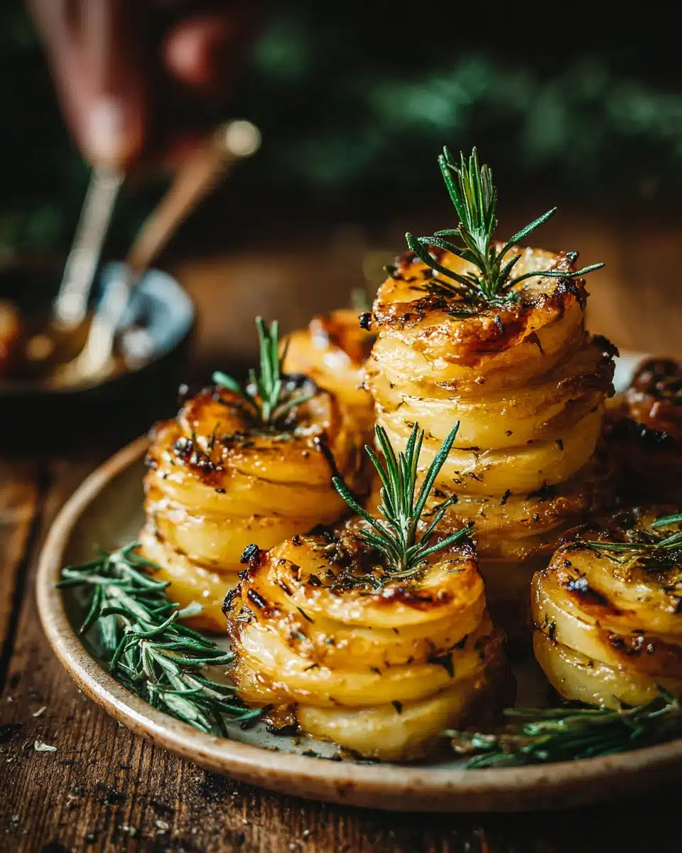 Oven Baked Garlic Rosemary Potato Stacks: A Delicious Delight