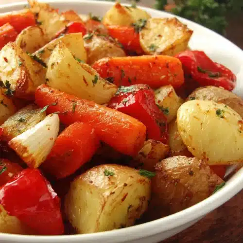 Oven Roasted Vegetables: A Simple and Tasty Delight 1 Delicious oven roasted vegetables with a colorful mix, perfect for meal prep.