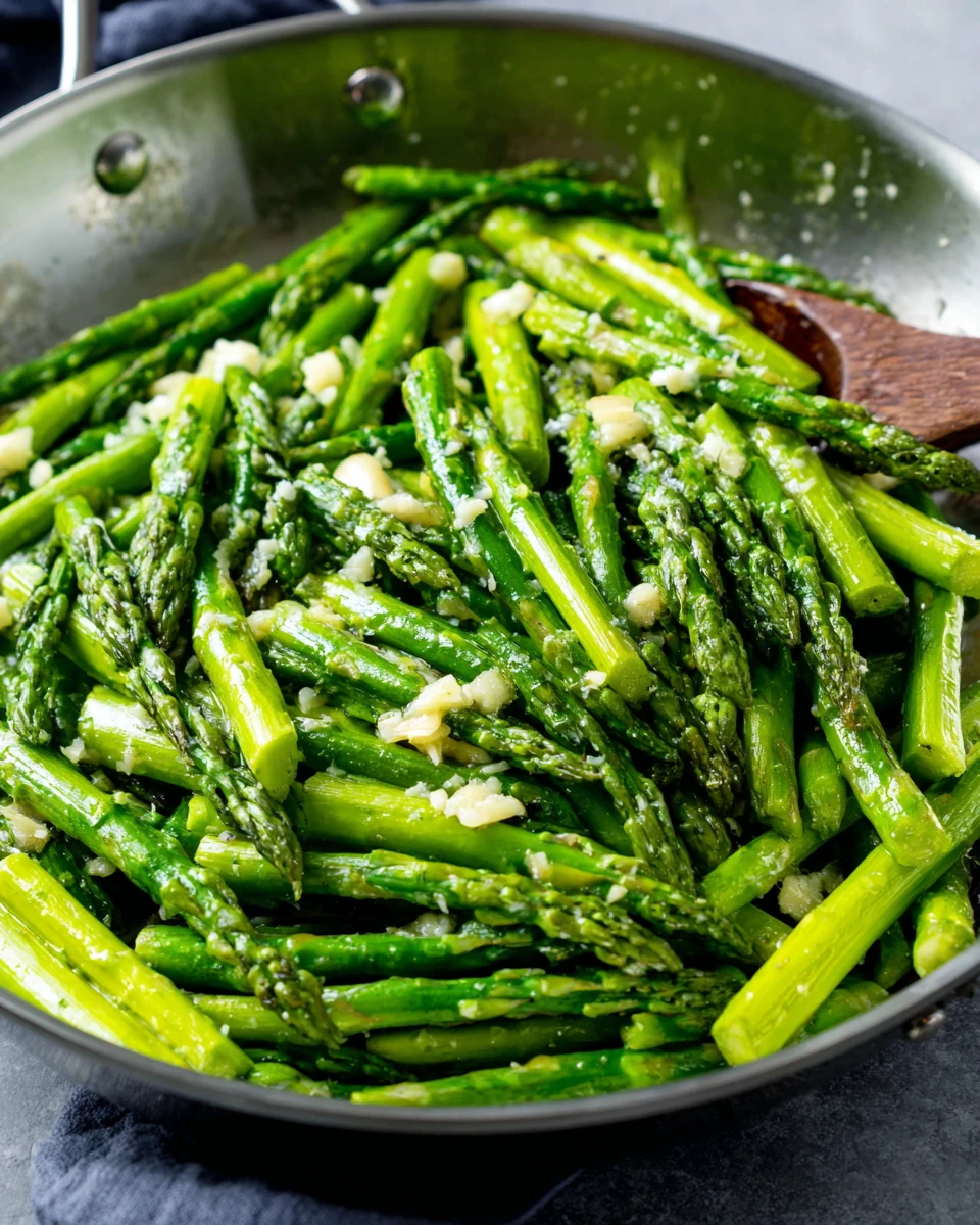 Delicious sautéed asparagus with garlic seasoning.