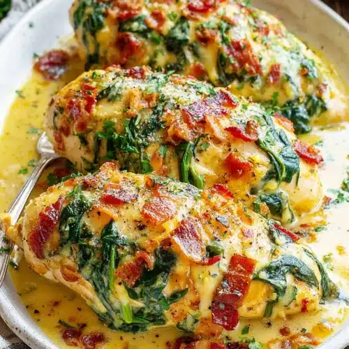 Sun-Dried Tomato Spinach Bacon Chicken: A Deliciously Easy Dinner 1 Sun-dried tomato spinach bacon chicken recipe.