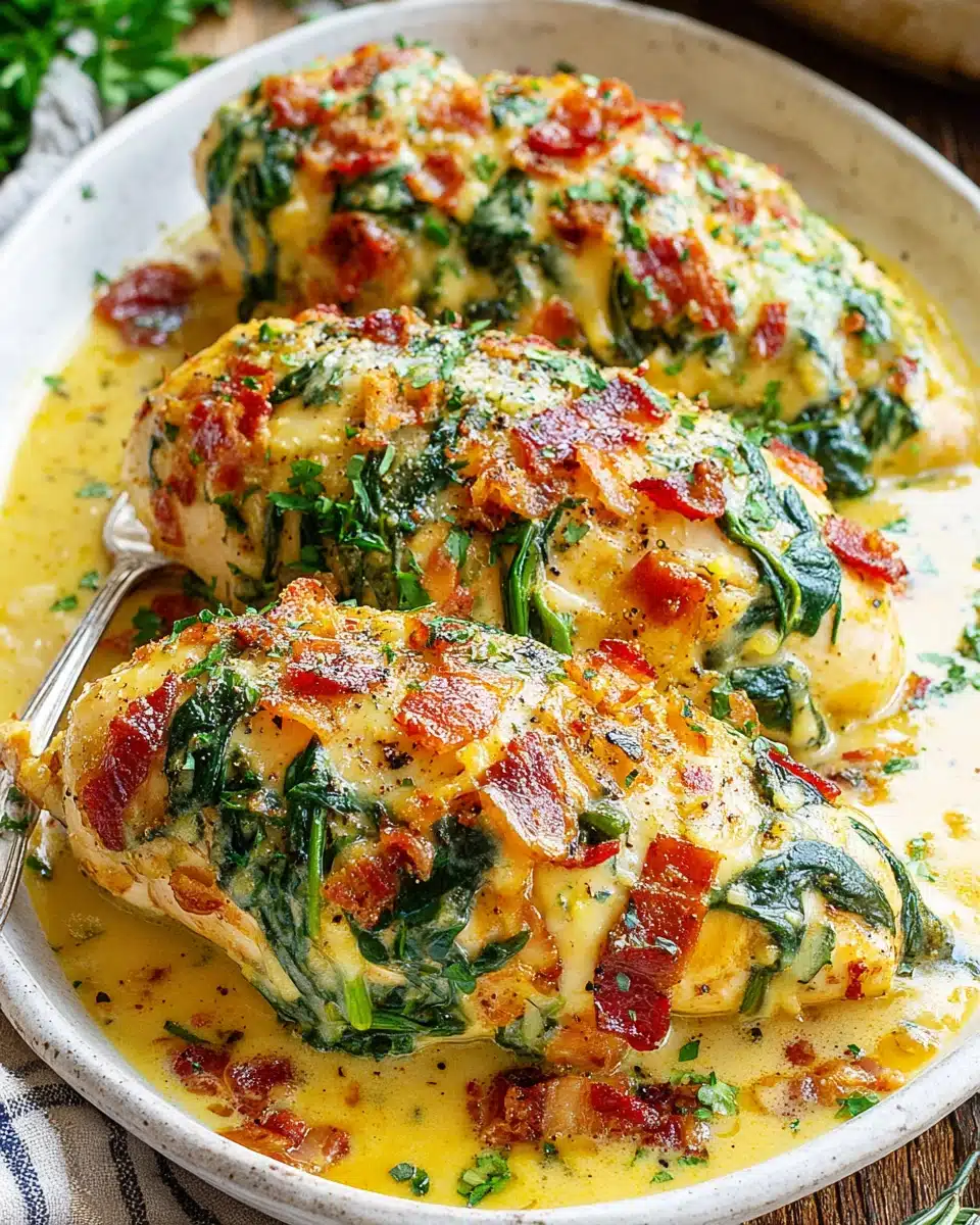 Savory Sun-Dried Tomato Spinach Bacon Chicken Sun-dried tomato spinach bacon chicken recipe.