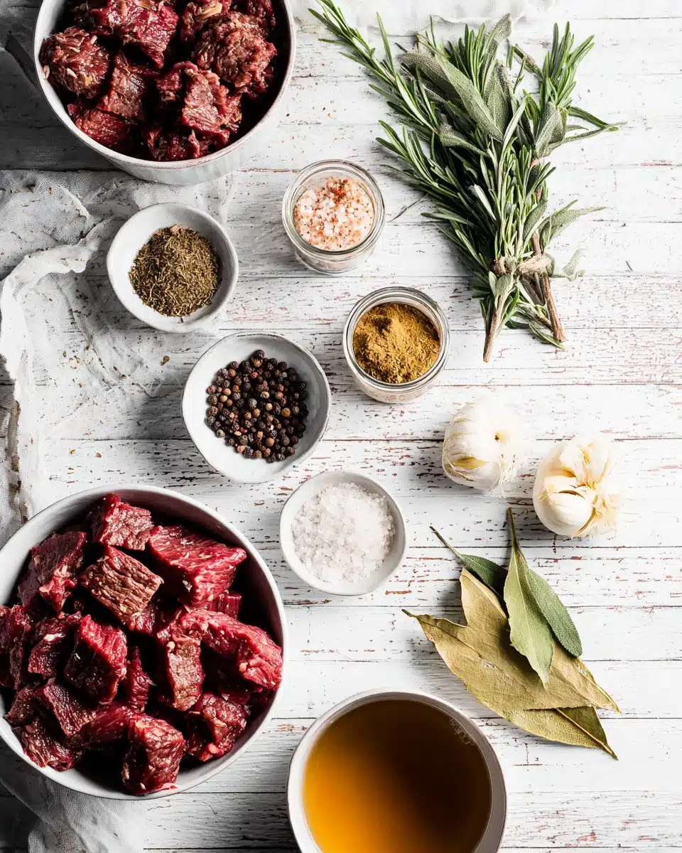 Beef barbacoa ingredients ready for cooking.
