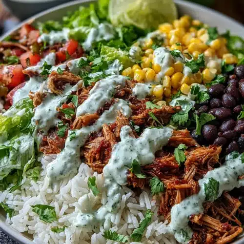 Delicious carnitas burrito bowl packed with flavors.