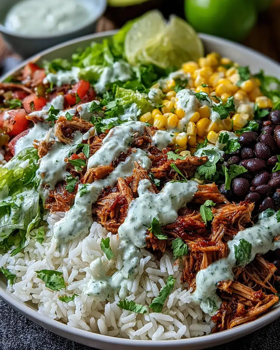 Delicious carnitas burrito bowl packed with flavors.
