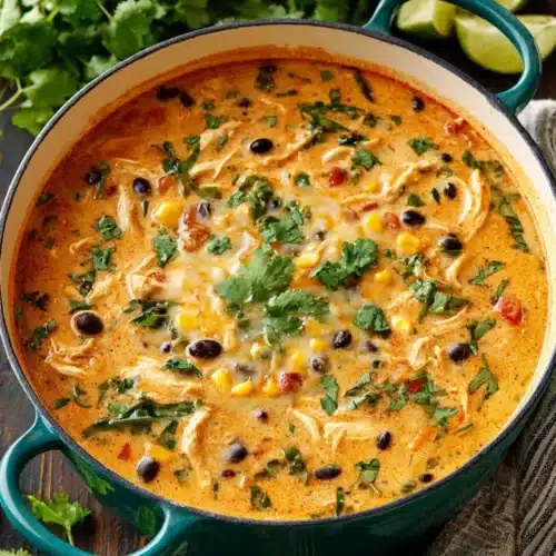 Delicious chicken enchilada soup packed with flavor.