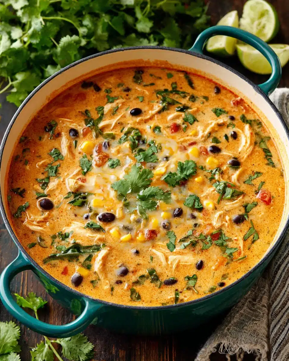 Delicious chicken enchilada soup packed with flavor.