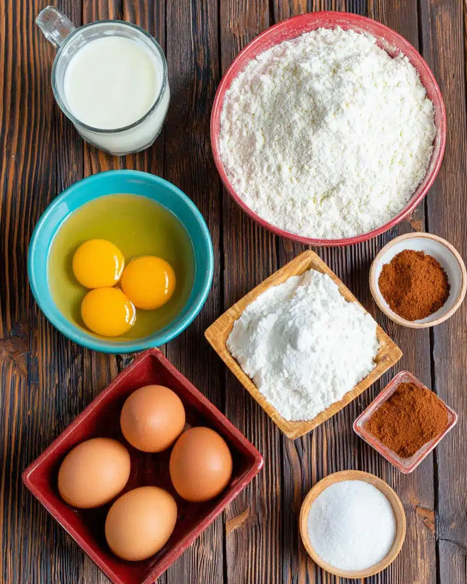 Churros recipe ingredients ready for preparation.