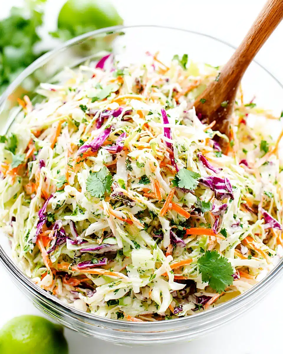 Fresh cilantro lime slaw, perfect side for any meal.