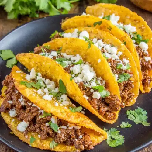 Crispy cinco de mayo appetizers with ground beef and cheese