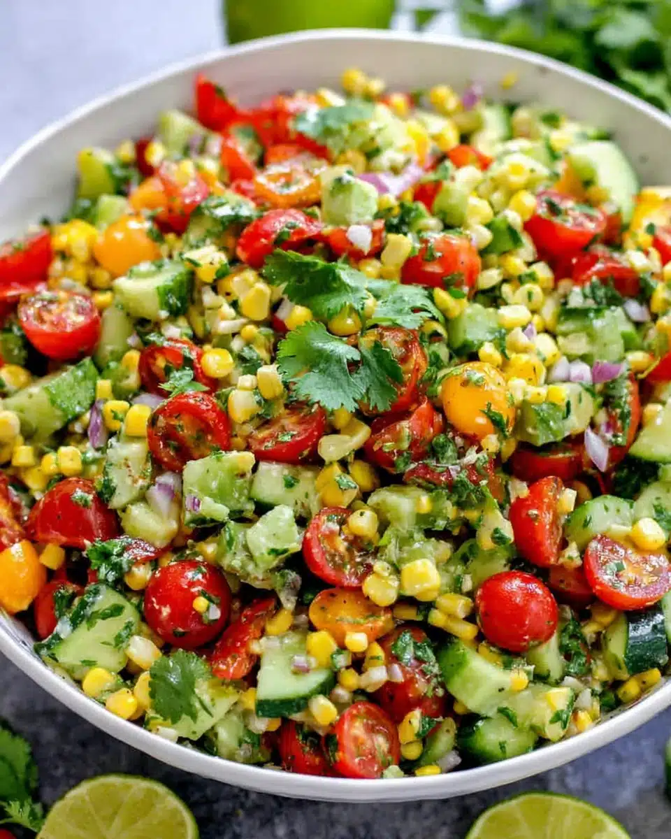 Vibrant Cinco de Mayo Corn Salad Side Dish Delicious cinco de mayo side dishes with corn and creamy dressing.