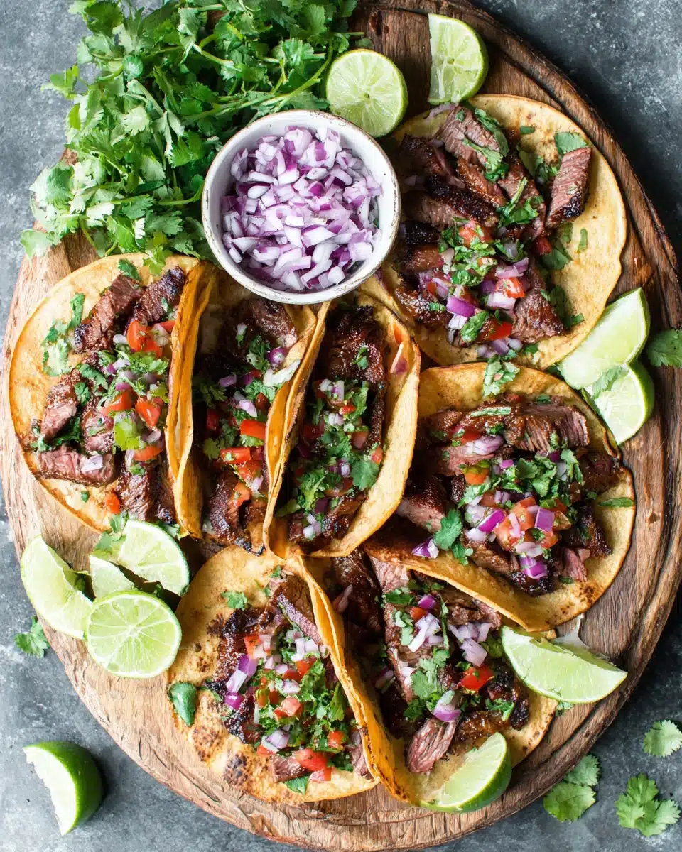 Easy cinco de mayo snacks featuring flavorful carne asada tacos.