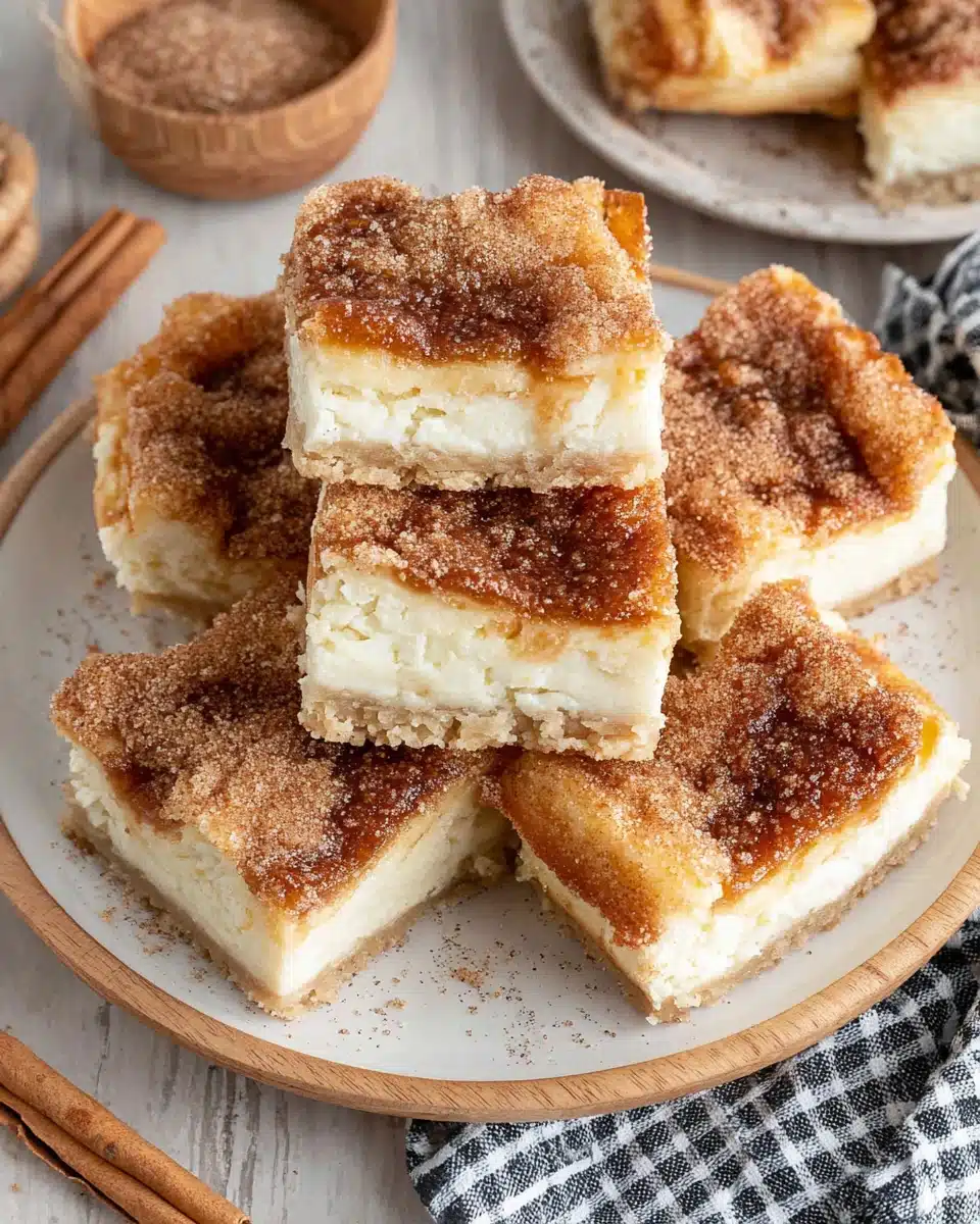 Crescent Cheesecake Bars Delight Delicious crescent cheesecake bars with cinnamon topping.