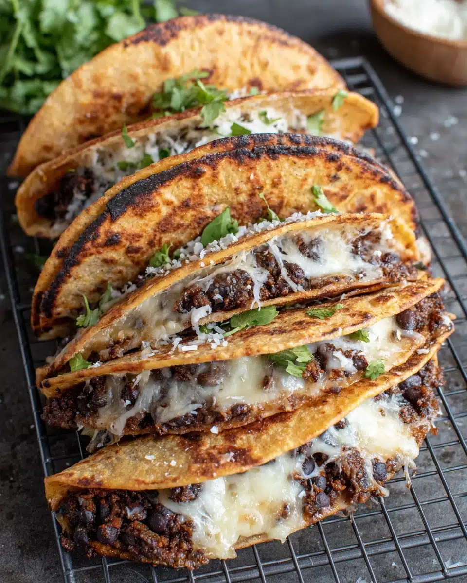 Crispy black bean tacos, perfect for a vegetarian meal.
