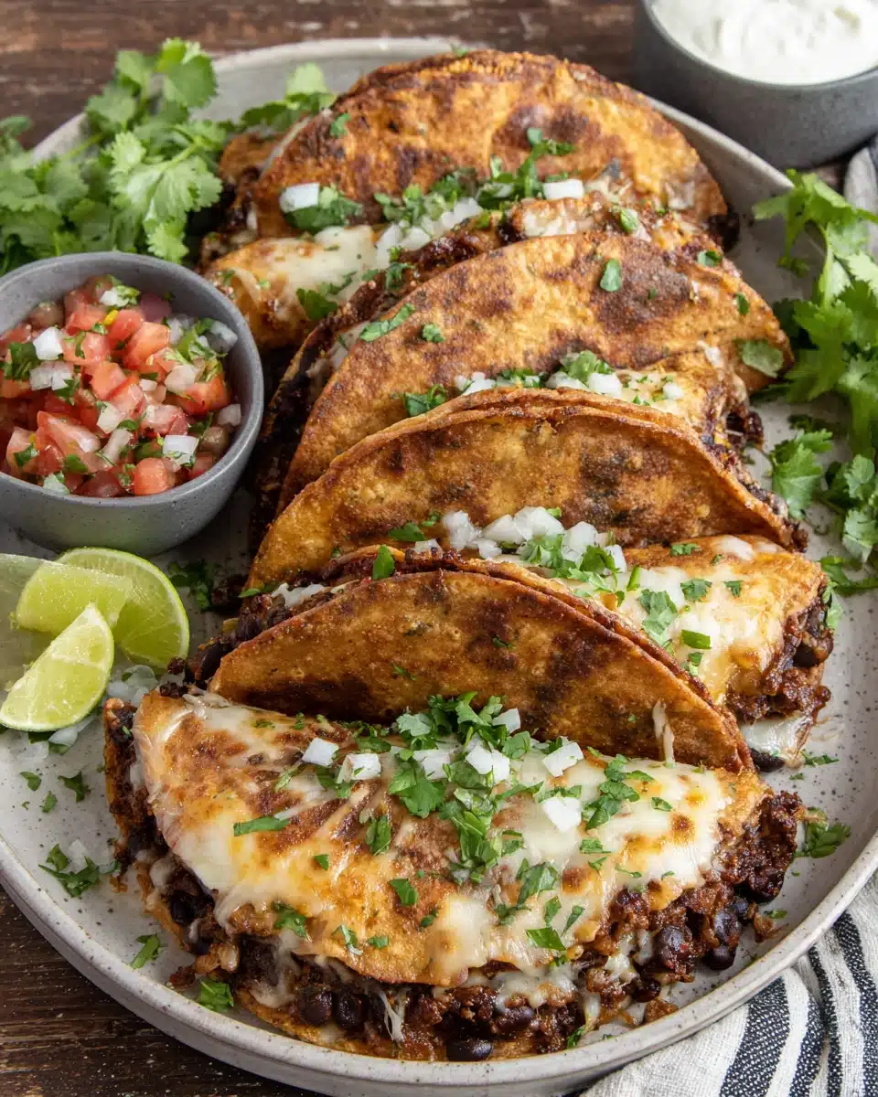 Delicious crispy black bean tacos bursting with flavor.